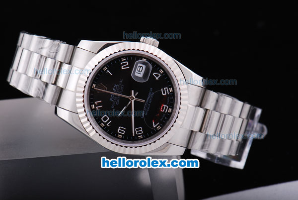 Rolex Datejust Automatic with Black Dial and White Number Marking - Click Image to Close